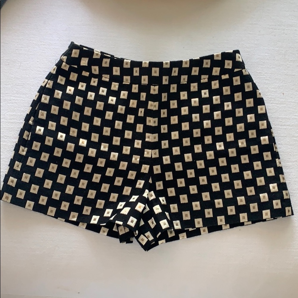 sass & bide Black and Gold Geometric High-Waist Shorts